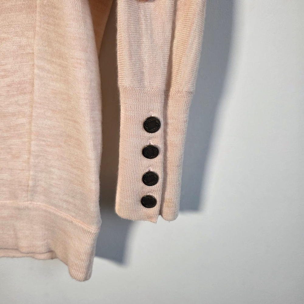 Moth Anthropologie Wool Blend Turtleneck Sweater XS Pink Button Cuff Knit - Picture 3 of 9